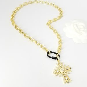 NWT Pave CZ Cross Carabiner Necklace Choker NEW